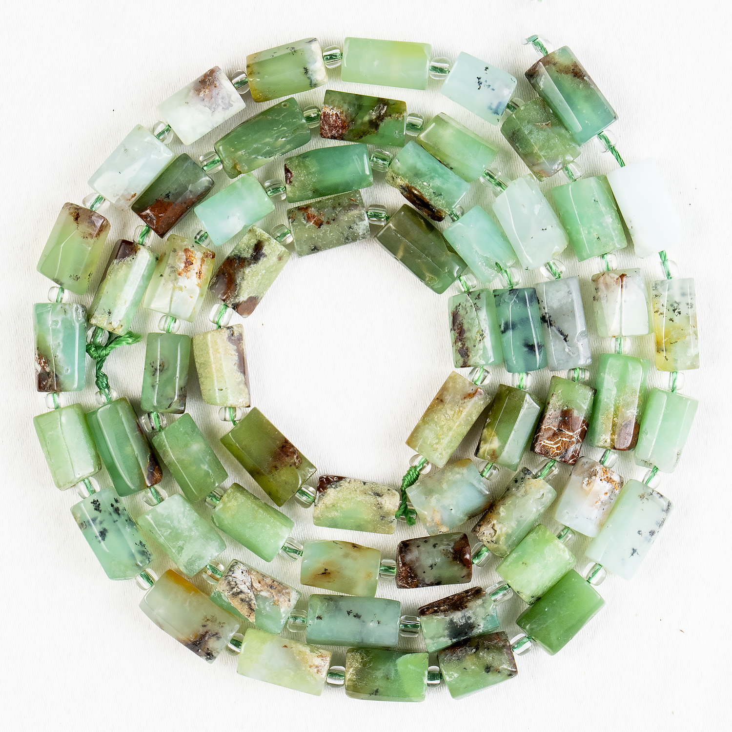 Emerald Gemstone Pipe Bead, Crystal Healing Tube Beads.