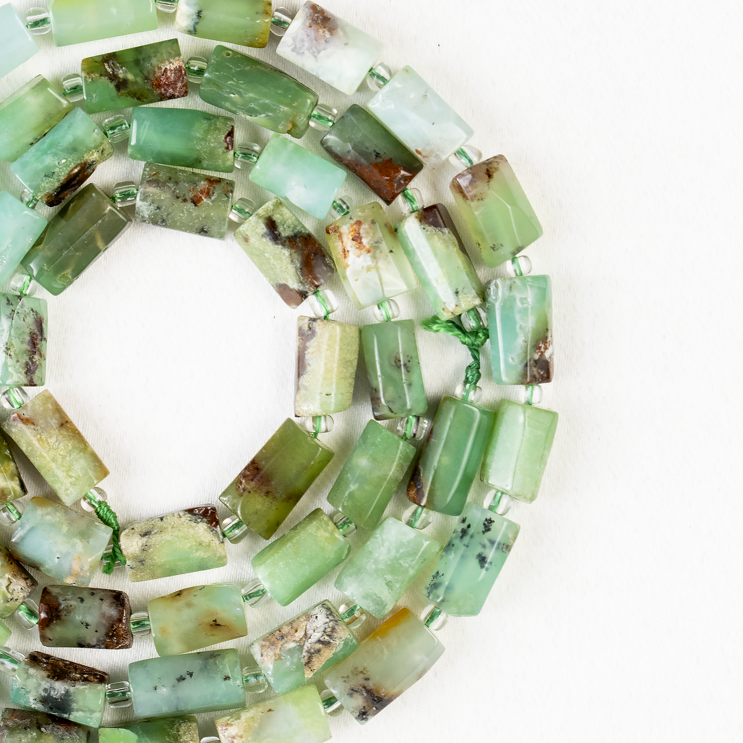 Emerald Gemstone Pipe Bead, Crystal Healing Tube Beads.