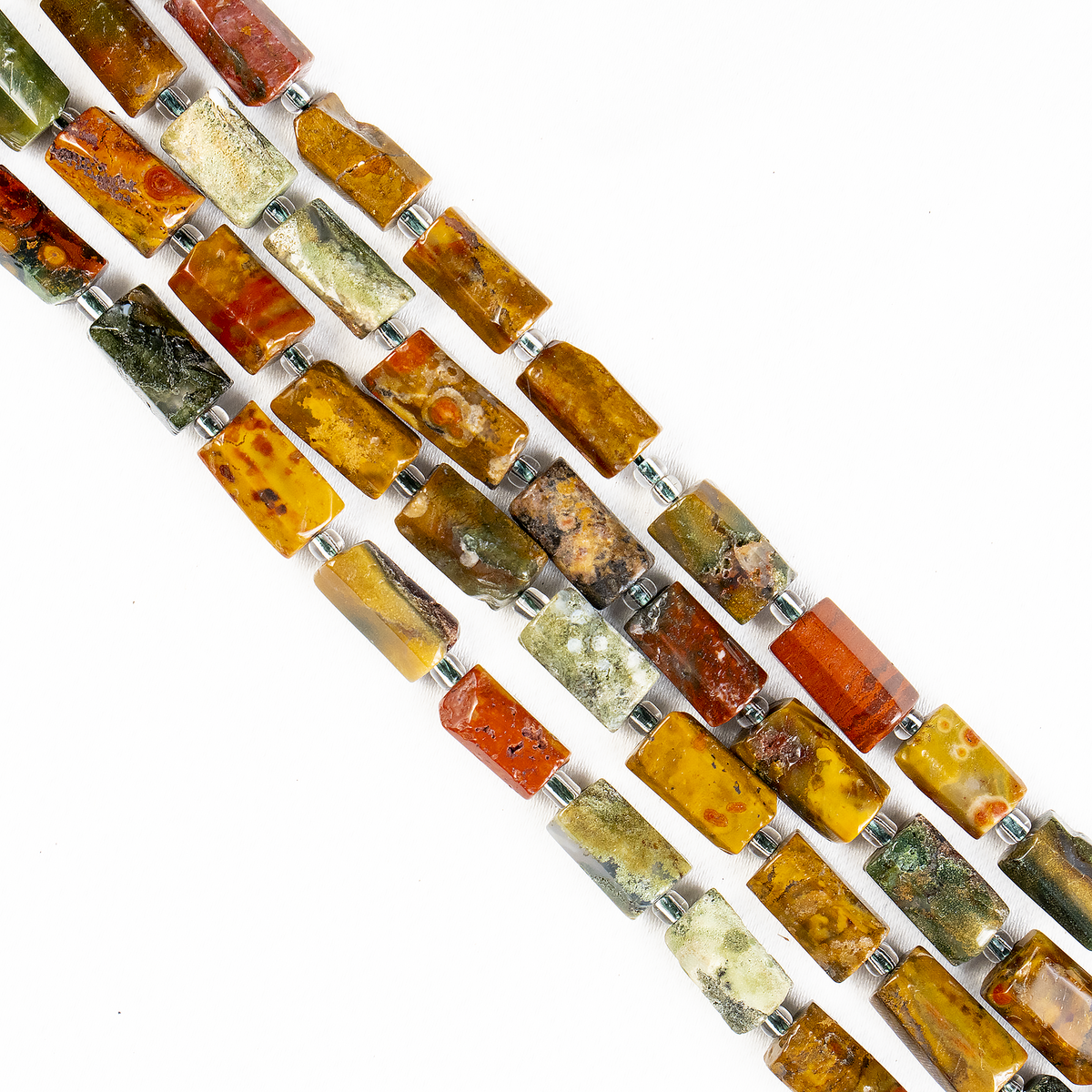 Ocean Jasper Gemstone Pipe Bead, Crystal Healing Tube Beads.