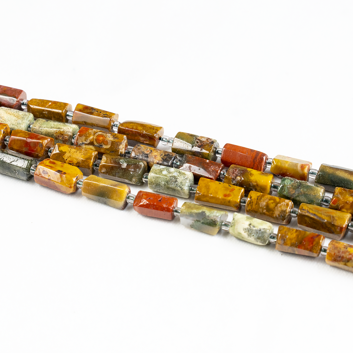 Ocean Jasper Gemstone Pipe Bead, Crystal Healing Tube Beads.