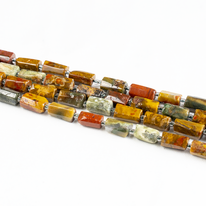 Ocean Jasper Gemstone Pipe Bead, Crystal Healing Tube Beads.