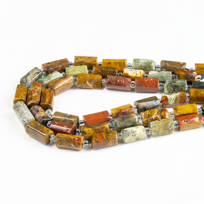 Ocean Jasper Gemstone Pipe Bead, Crystal Healing Tube Beads.