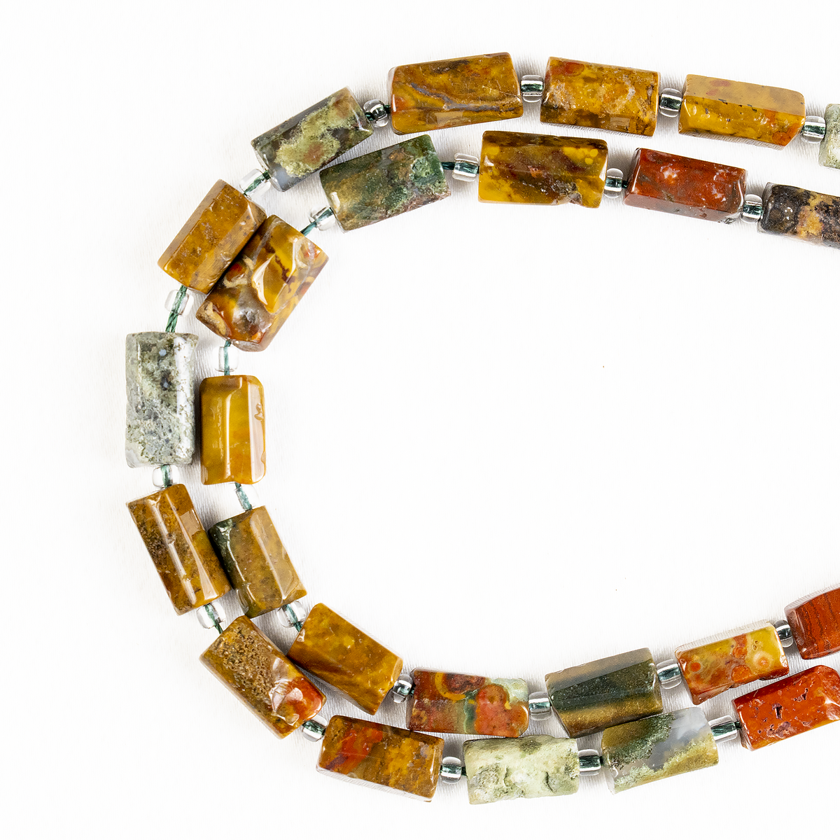 Ocean Jasper Gemstone Pipe Bead, Crystal Healing Tube Beads.