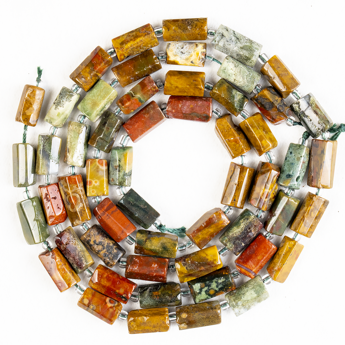 Ocean Jasper Gemstone Pipe Bead, Crystal Healing Tube Beads.