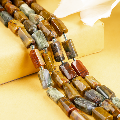 Ocean Jasper Gemstone Pipe Bead, Crystal Healing Tube Beads.