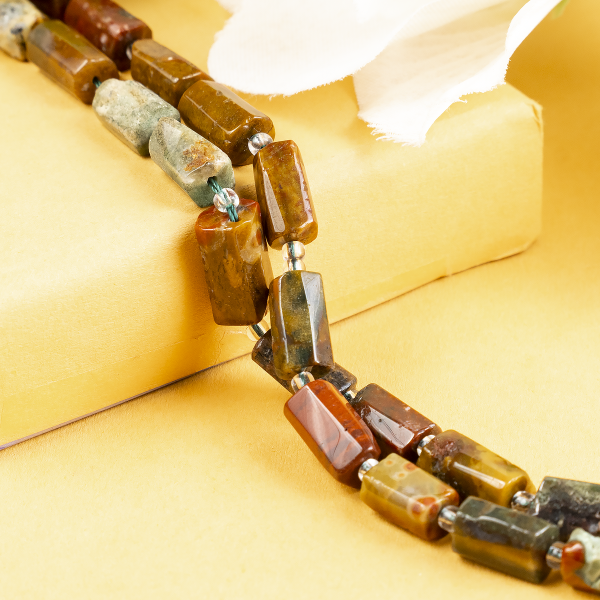 Ocean Jasper Gemstone Pipe Bead, Crystal Healing Tube Beads.