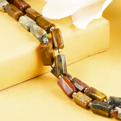 Ocean Jasper Gemstone Pipe Bead, Crystal Healing Tube Beads.