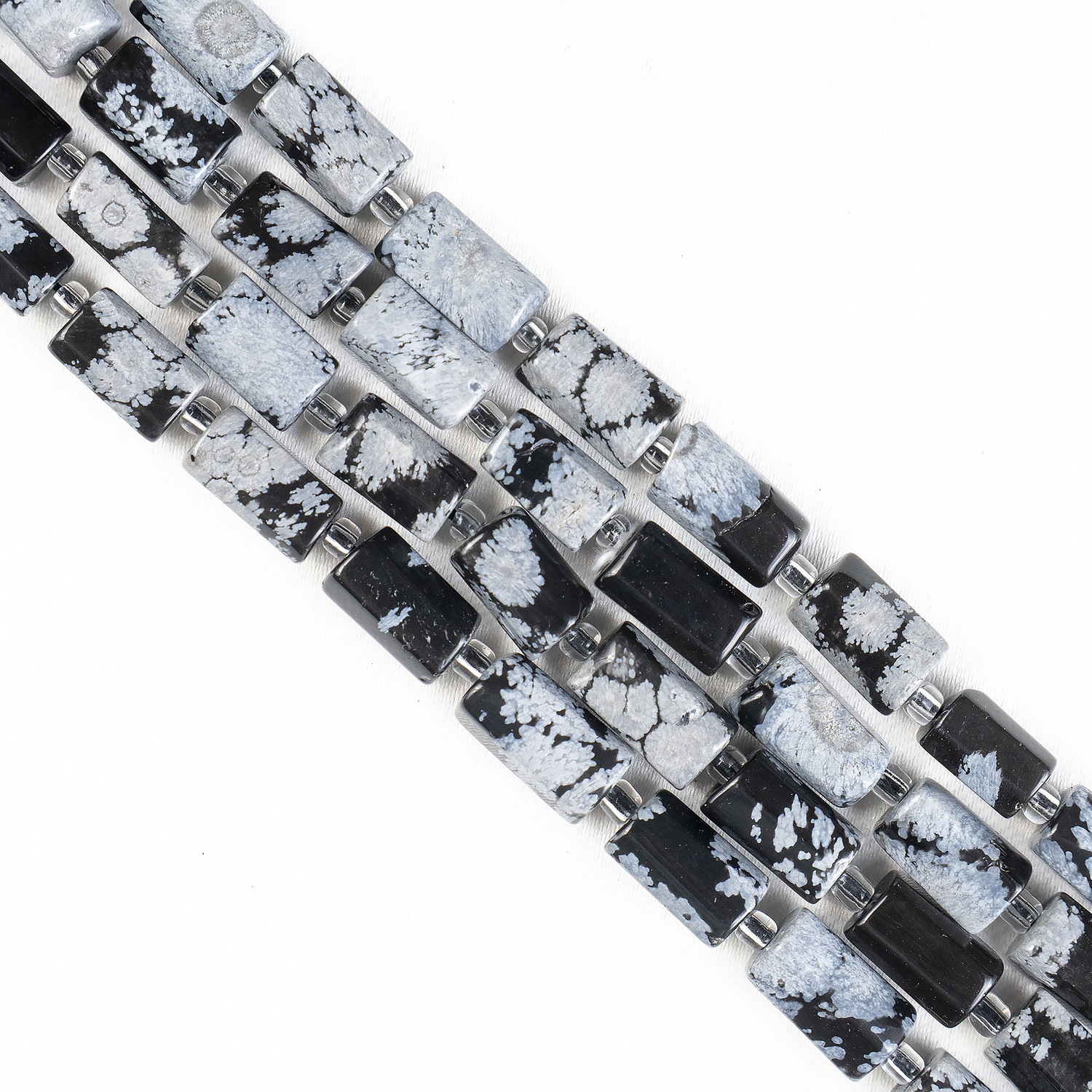 Snowflkae Obsidian  Gemstone Pipe Bead, Crystal Healing Tube Beads.  DestGlow