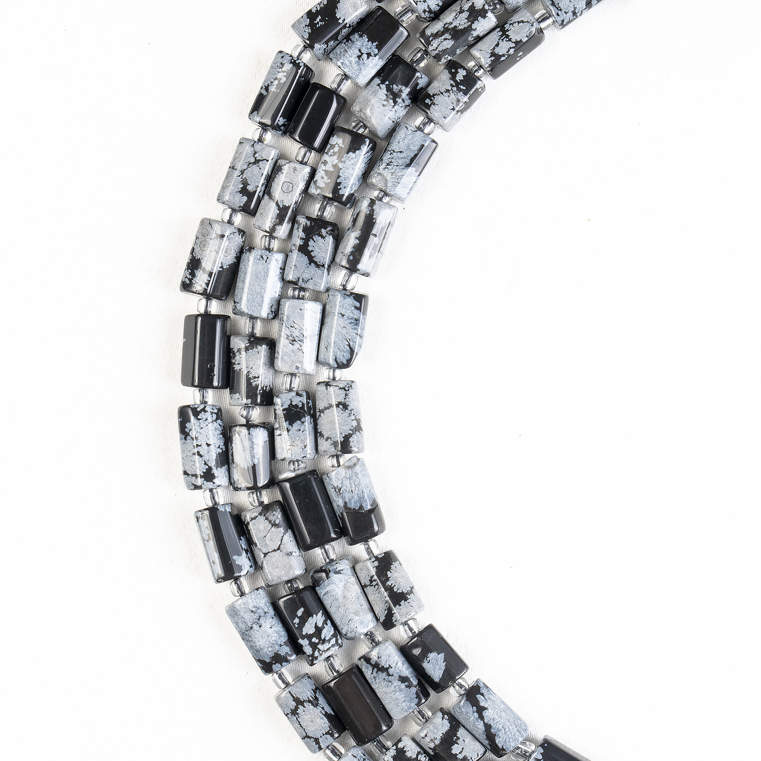 Snowflkae Obsidian  Gemstone Pipe Bead, Crystal Healing Tube Beads.  DestGlow