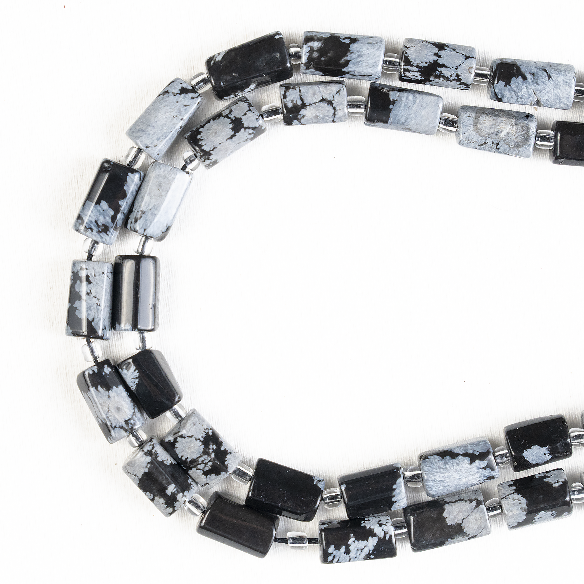Snowflkae Obsidian  Gemstone Pipe Bead, Crystal Healing Tube Beads.  DestGlow