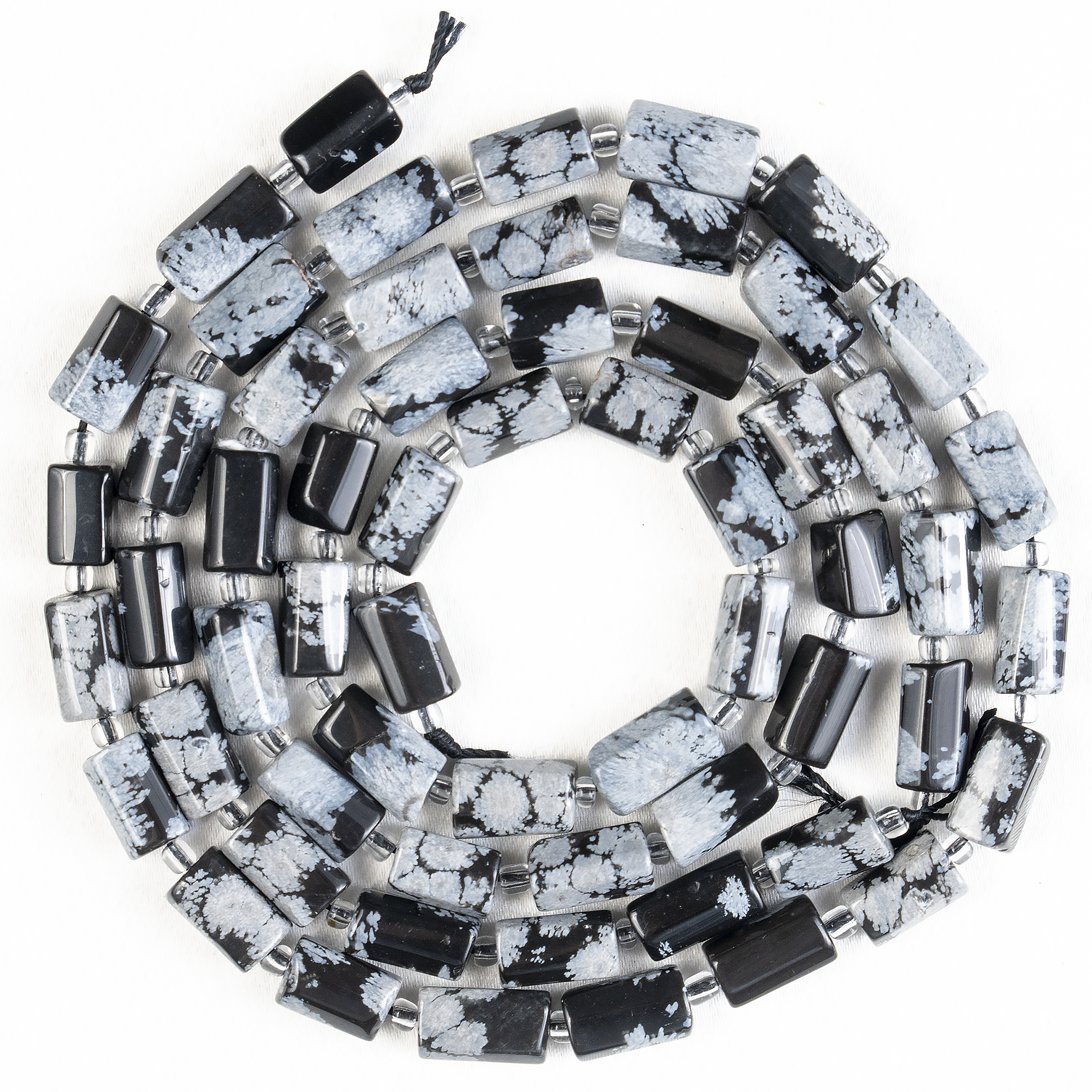 Snowflkae Obsidian  Gemstone Pipe Bead, Crystal Healing Tube Beads.  DestGlow