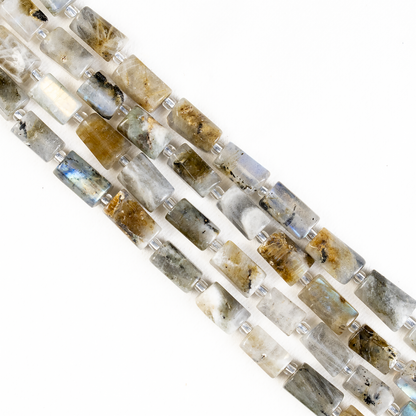 Labradorite Gemstone Pipe Bead, Crystal Healing Tube Beads.  DestGlow