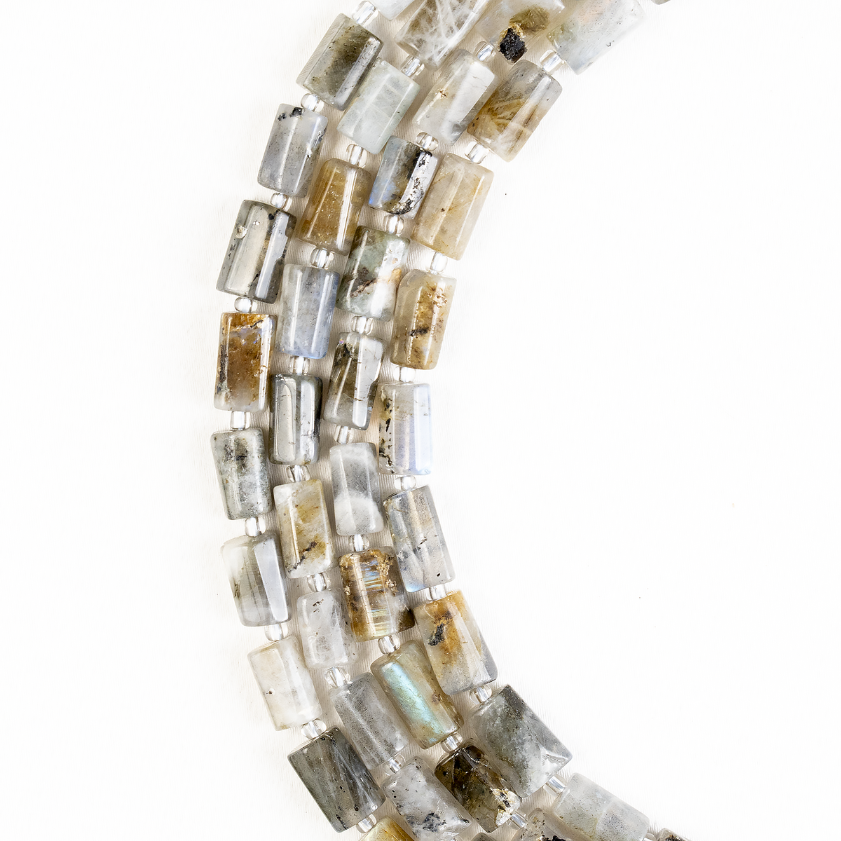 Labradorite Gemstone Pipe Bead, Crystal Healing Tube Beads.  DestGlow