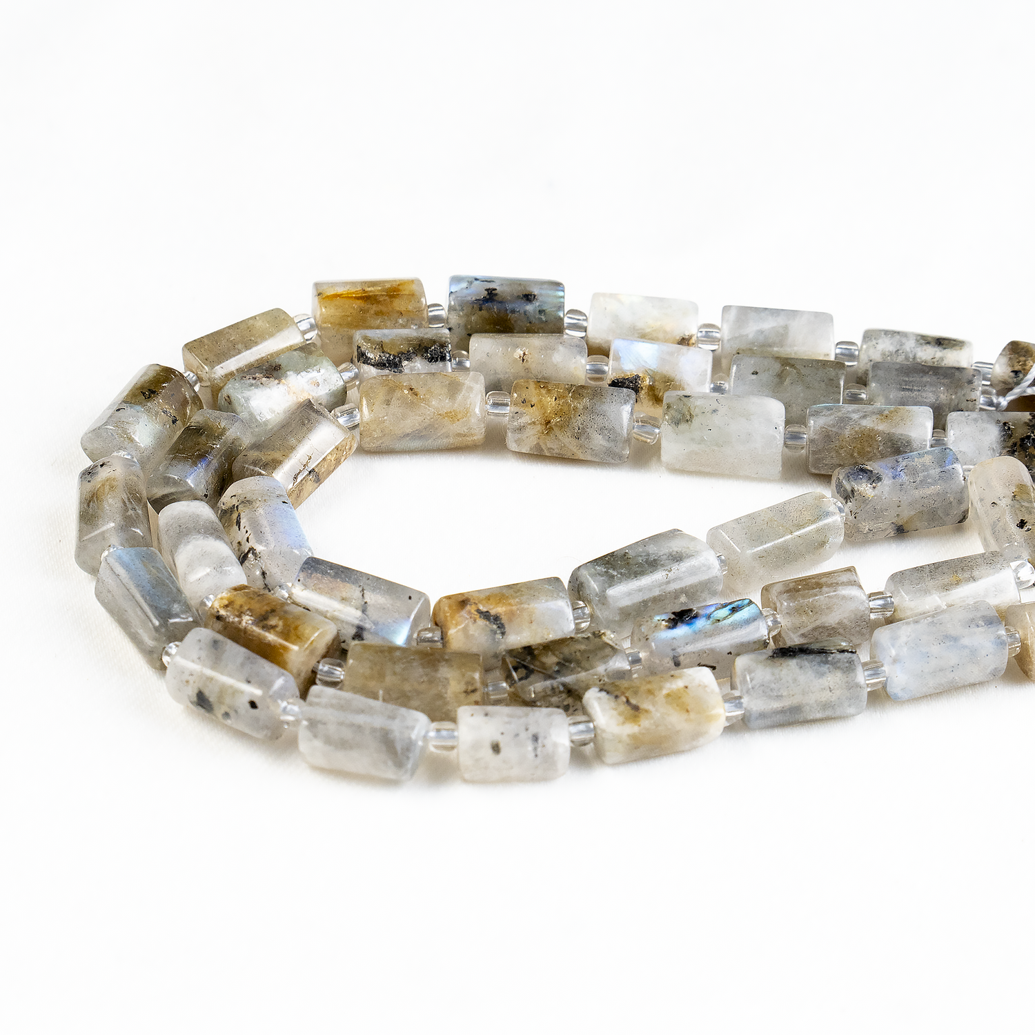 Labradorite Gemstone Pipe Bead, Crystal Healing Tube Beads.  DestGlow