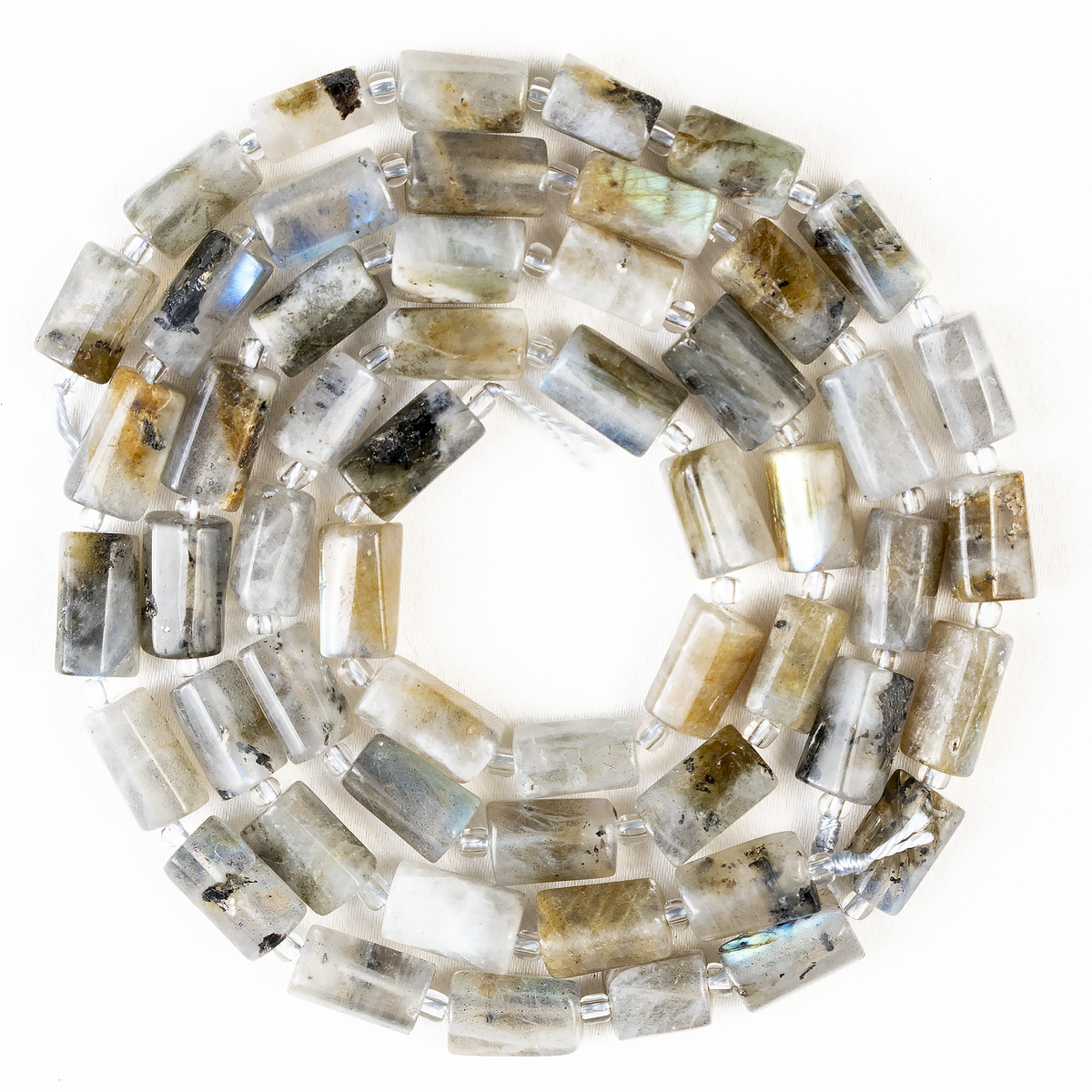 Labradorite Gemstone Pipe Bead, Crystal Healing Tube Beads.  DestGlow