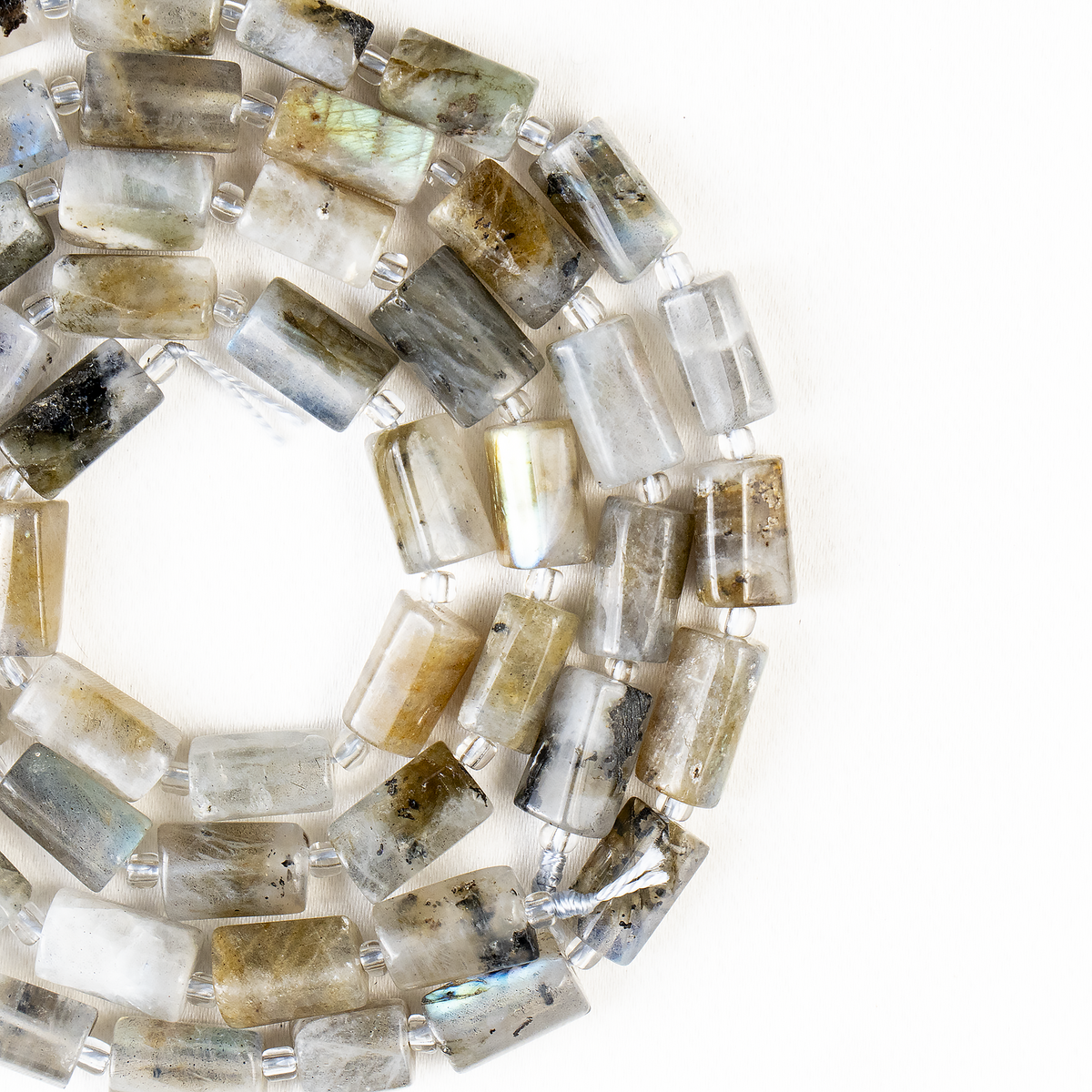 Labradorite Gemstone Pipe Bead, Crystal Healing Tube Beads.  DestGlow