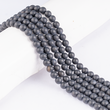 Matt Black Onyx Beads, Natural Round Crystal Beads 6mm to 10mm