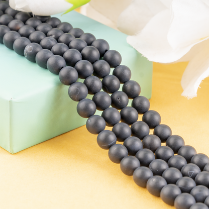 Matt Black Onyx Beads, Natural Round Crystal Beads 6mm to 10mm  DestGlow