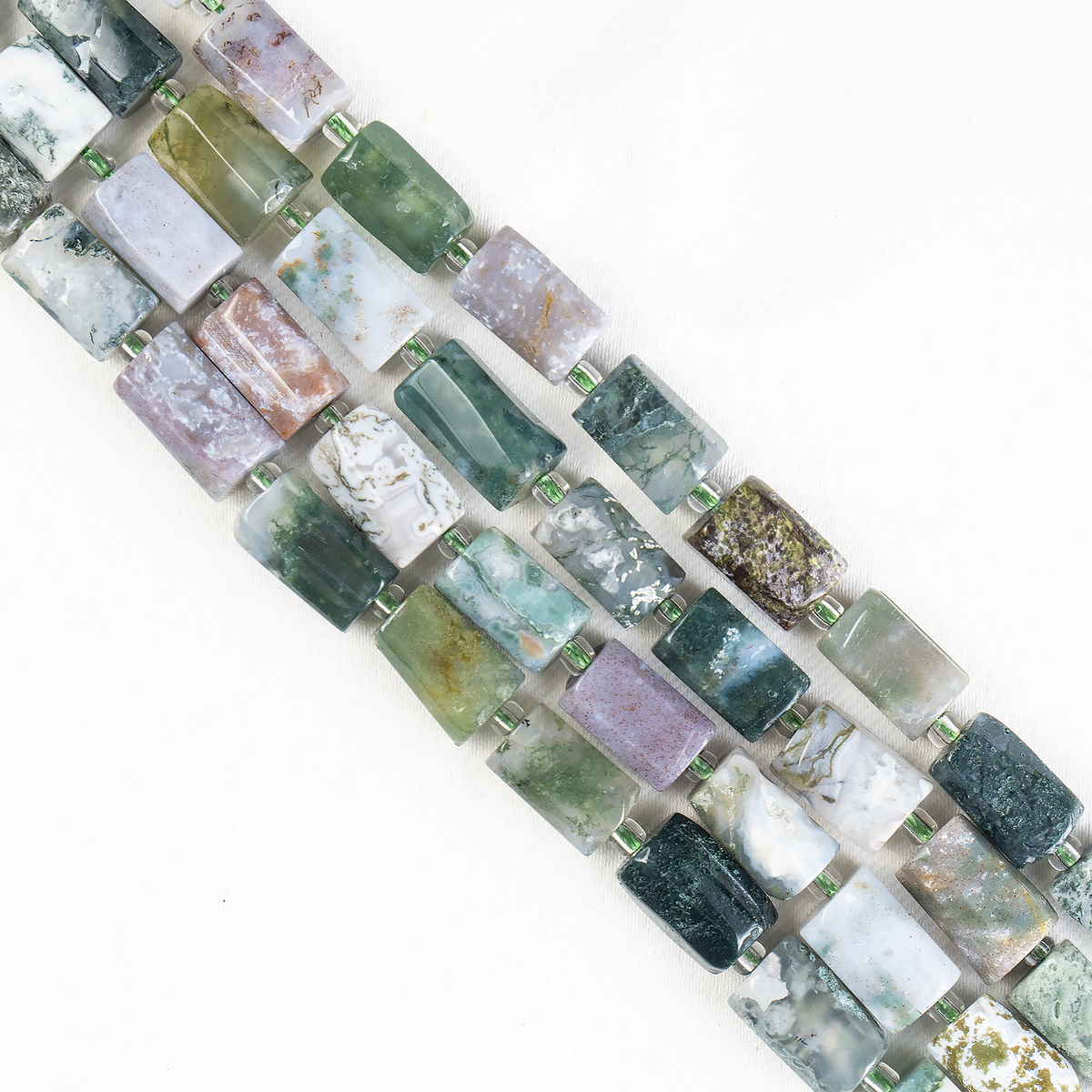 Tree Agate  Gemstone Pipe Bead, Crystal Healing Tube Beads.