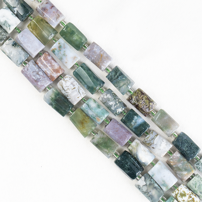 Tree Agate  Gemstone Pipe Bead, Crystal Healing Tube Beads.