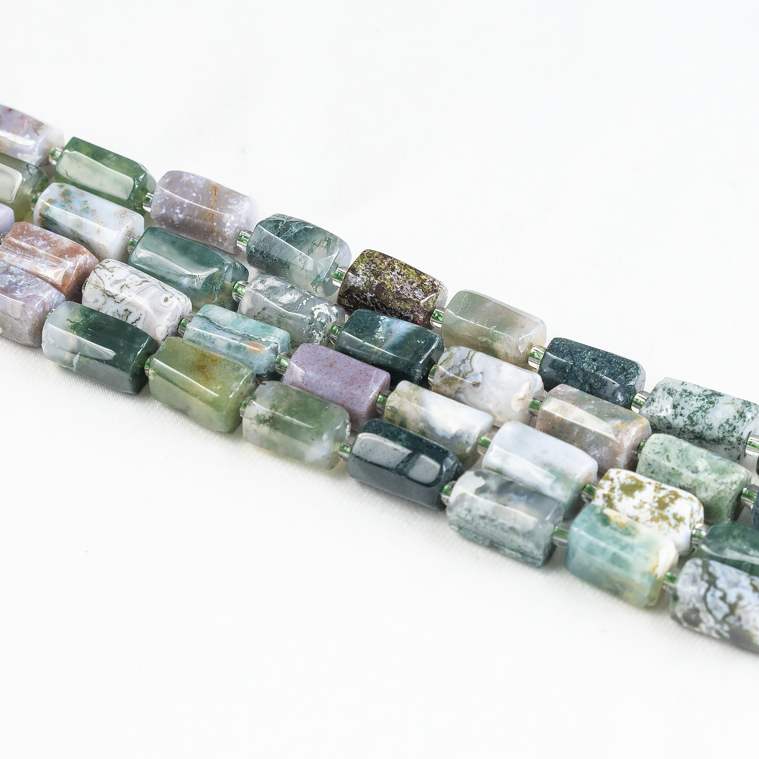 Tree Agate  Gemstone Pipe Bead, Crystal Healing Tube Beads.