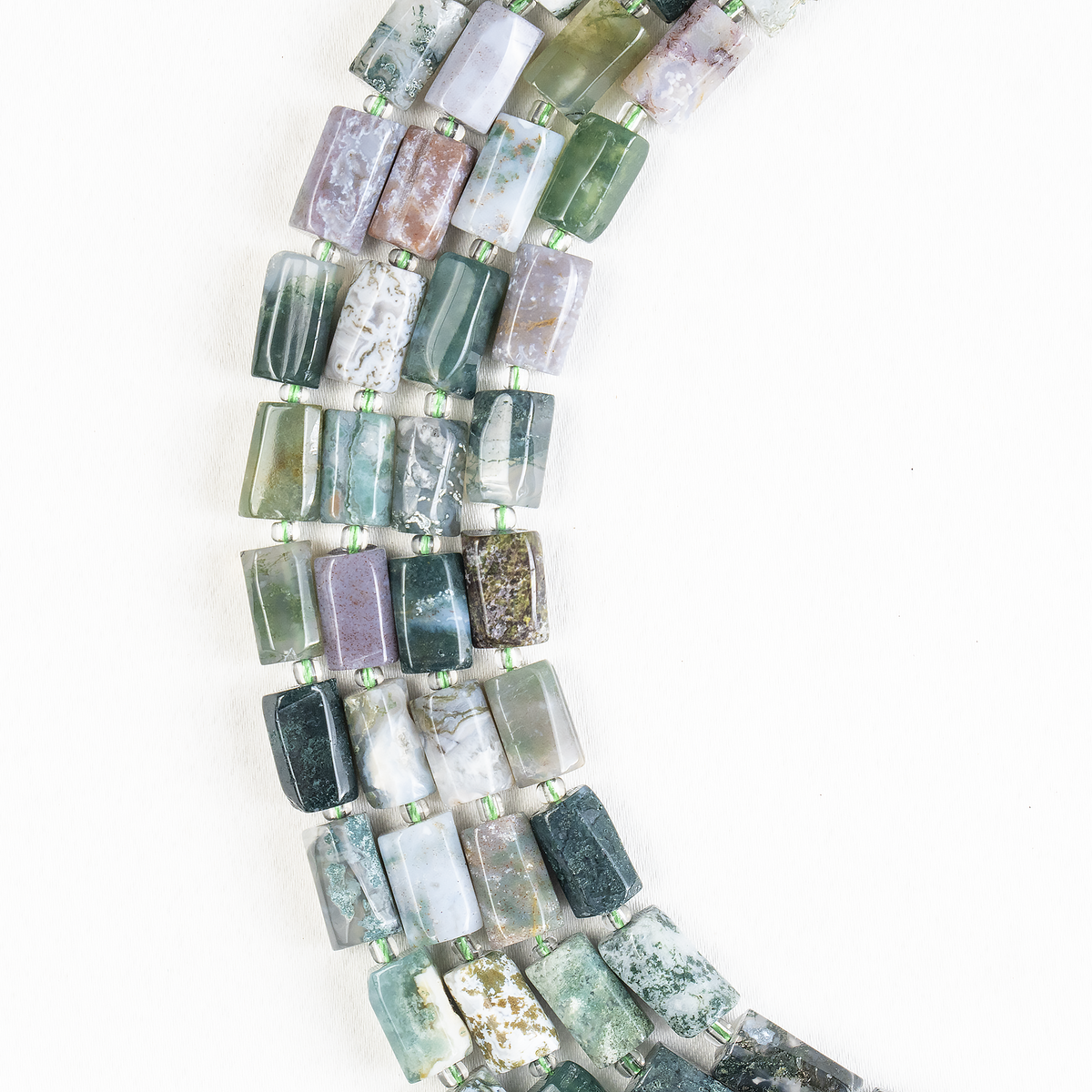 Tree Agate  Gemstone Pipe Bead, Crystal Healing Tube Beads.