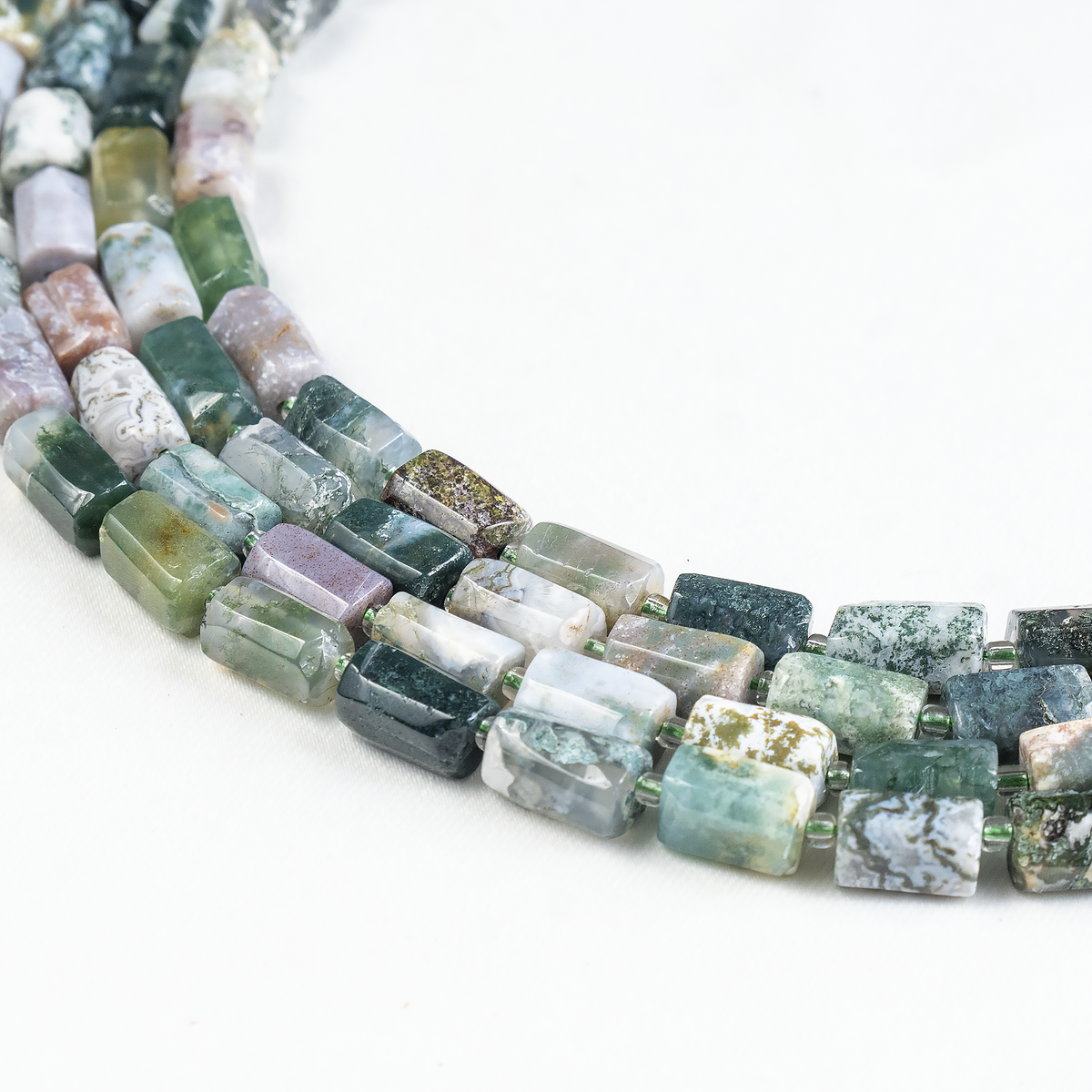 Tree Agate  Gemstone Pipe Bead, Crystal Healing Tube Beads.
