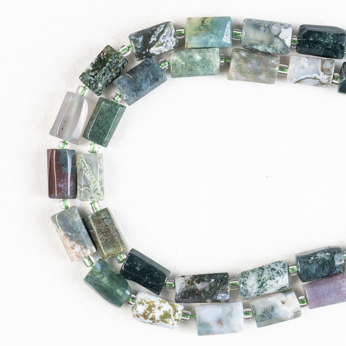 Tree Agate  Gemstone Pipe Bead, Crystal Healing Tube Beads.