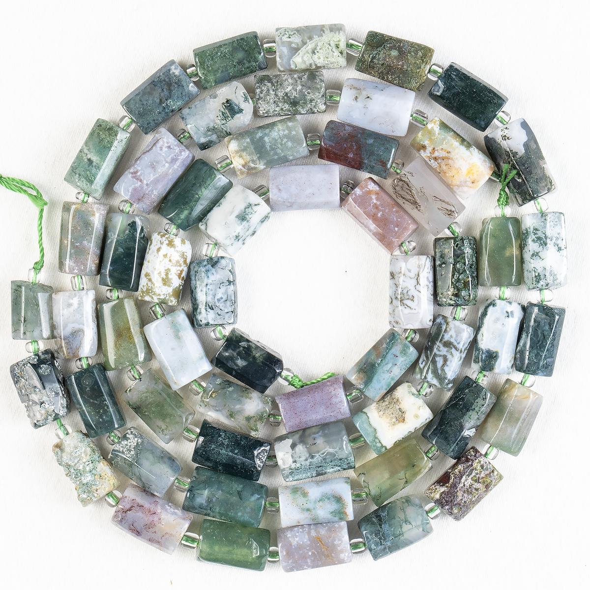Tree Agate  Gemstone Pipe Bead, Crystal Healing Tube Beads.