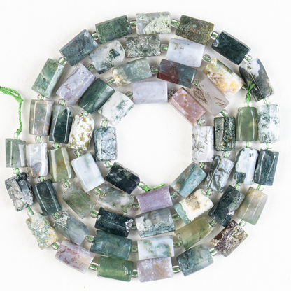 Tree Agate  Gemstone Pipe Bead, Crystal Healing Tube Beads.