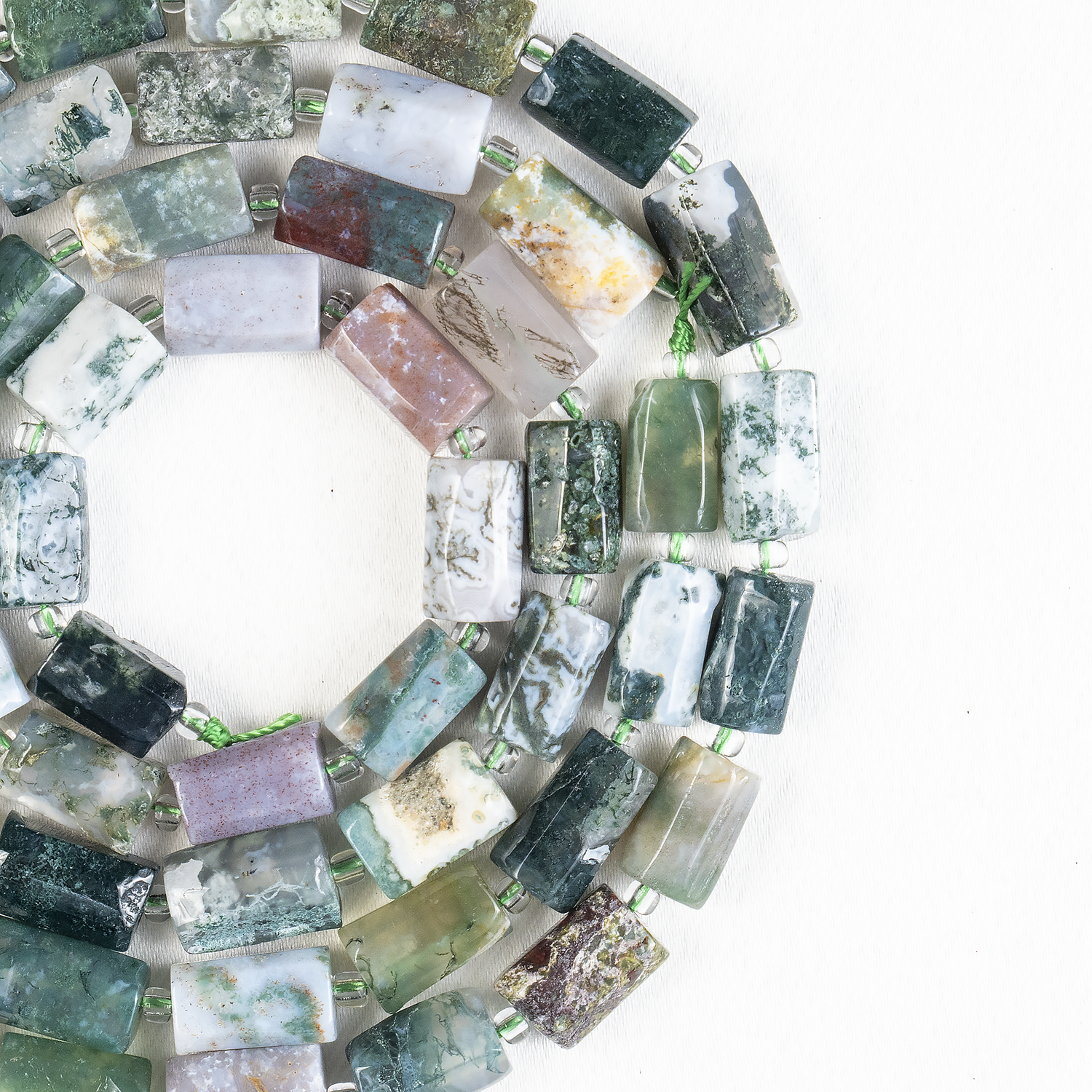 Tree Agate  Gemstone Pipe Bead, Crystal Healing Tube Beads.