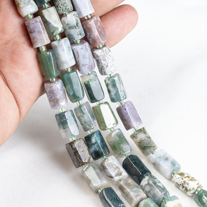 Tree Agate  Gemstone Pipe Bead, Crystal Healing Tube Beads.