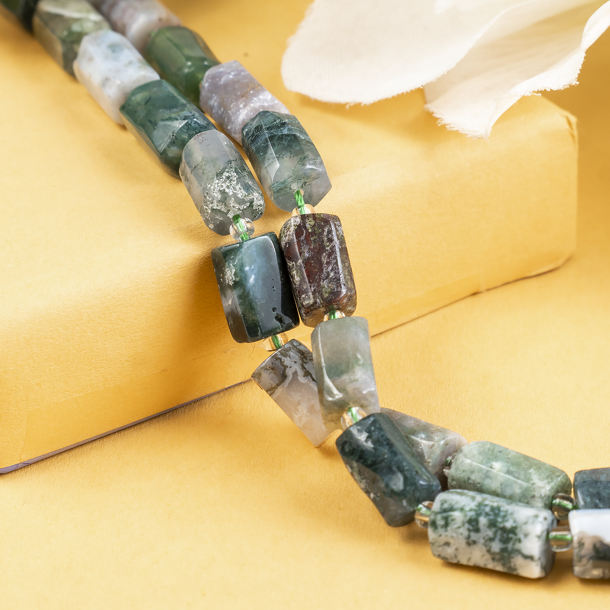 Tree Agate  Gemstone Pipe Bead, Crystal Healing Tube Beads.