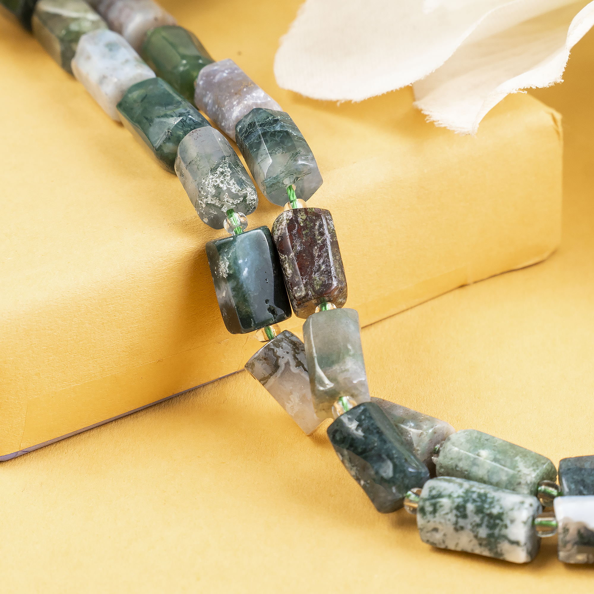 Tree Agate  Gemstone Pipe Bead, Crystal Healing Tube Beads.