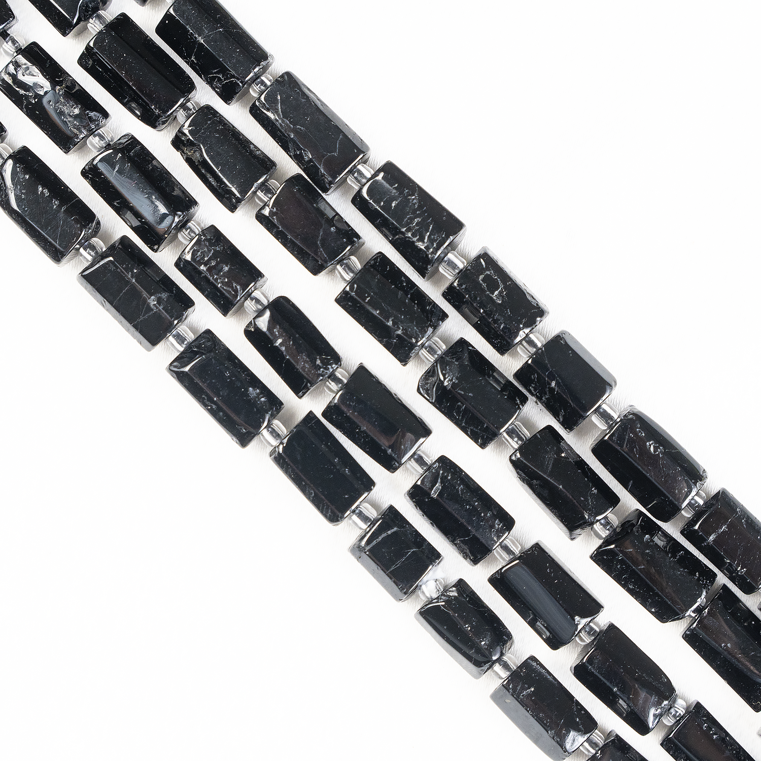 Black Toumaline Gemstone Pipe Bead, Crystal Healing Tube Beads.