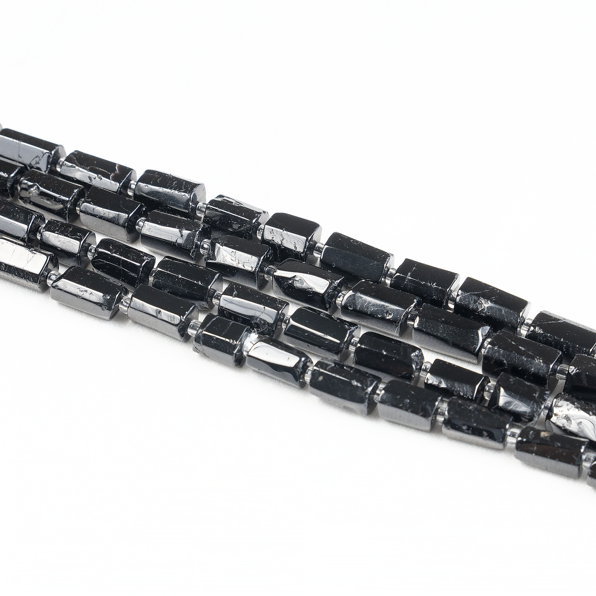 Black Toumaline Gemstone Pipe Bead, Crystal Healing Tube Beads.