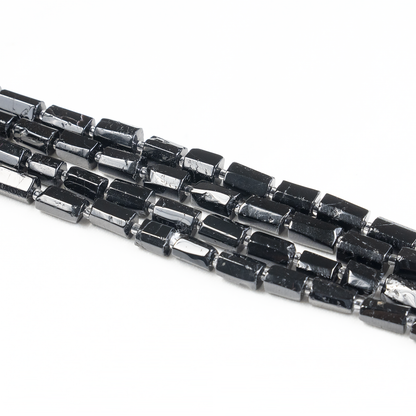 Black Toumaline Gemstone Pipe Bead, Crystal Healing Tube Beads.