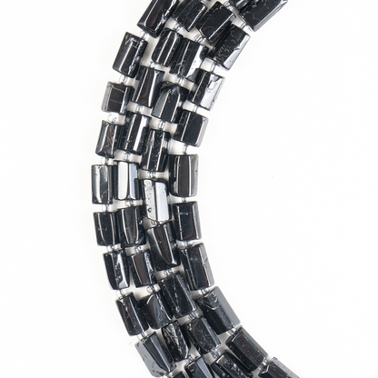 Black Toumaline Gemstone Pipe Bead, Crystal Healing Tube Beads.