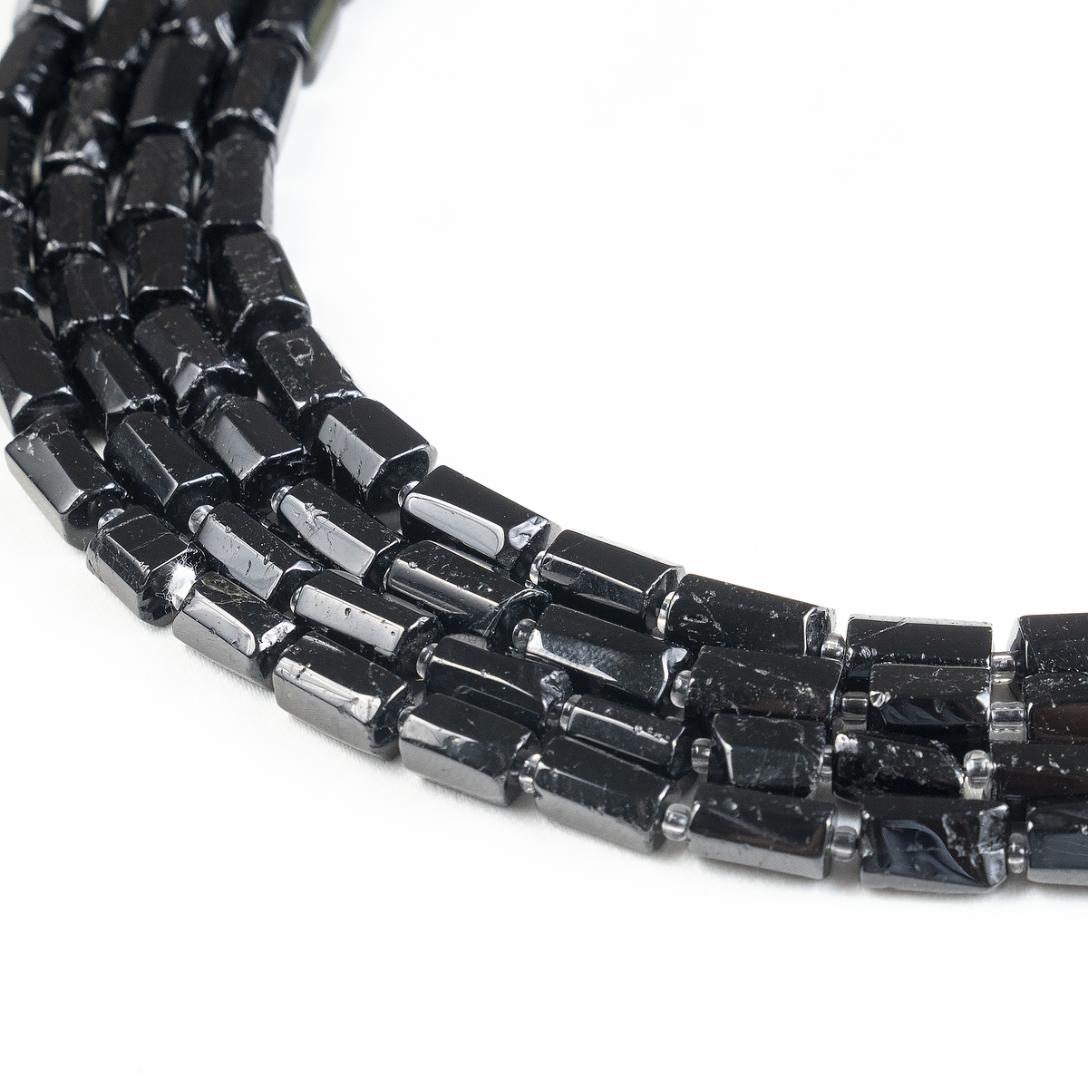 Black Toumaline Gemstone Pipe Bead, Crystal Healing Tube Beads.