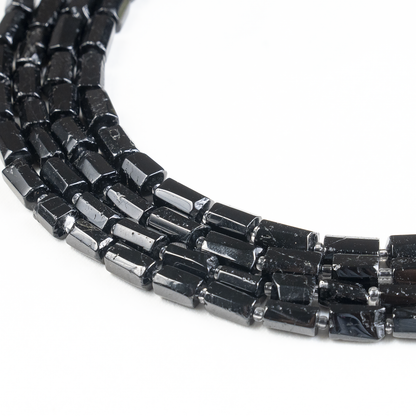 Black Toumaline Gemstone Pipe Bead, Crystal Healing Tube Beads.