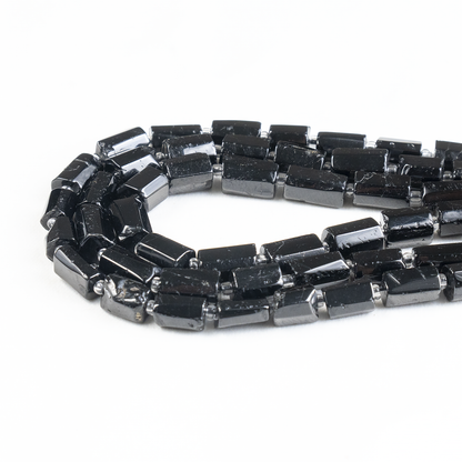 Black Toumaline Gemstone Pipe Bead, Crystal Healing Tube Beads.