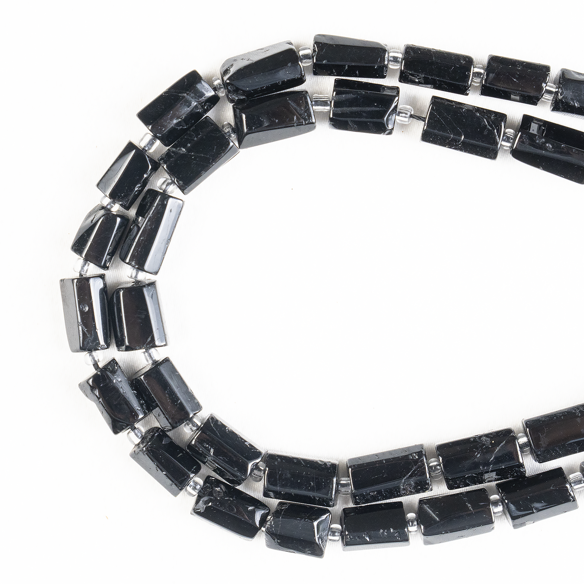 Black Toumaline Gemstone Pipe Bead, Crystal Healing Tube Beads.