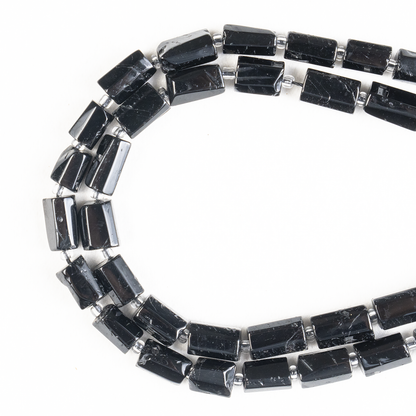 Black Toumaline Gemstone Pipe Bead, Crystal Healing Tube Beads.