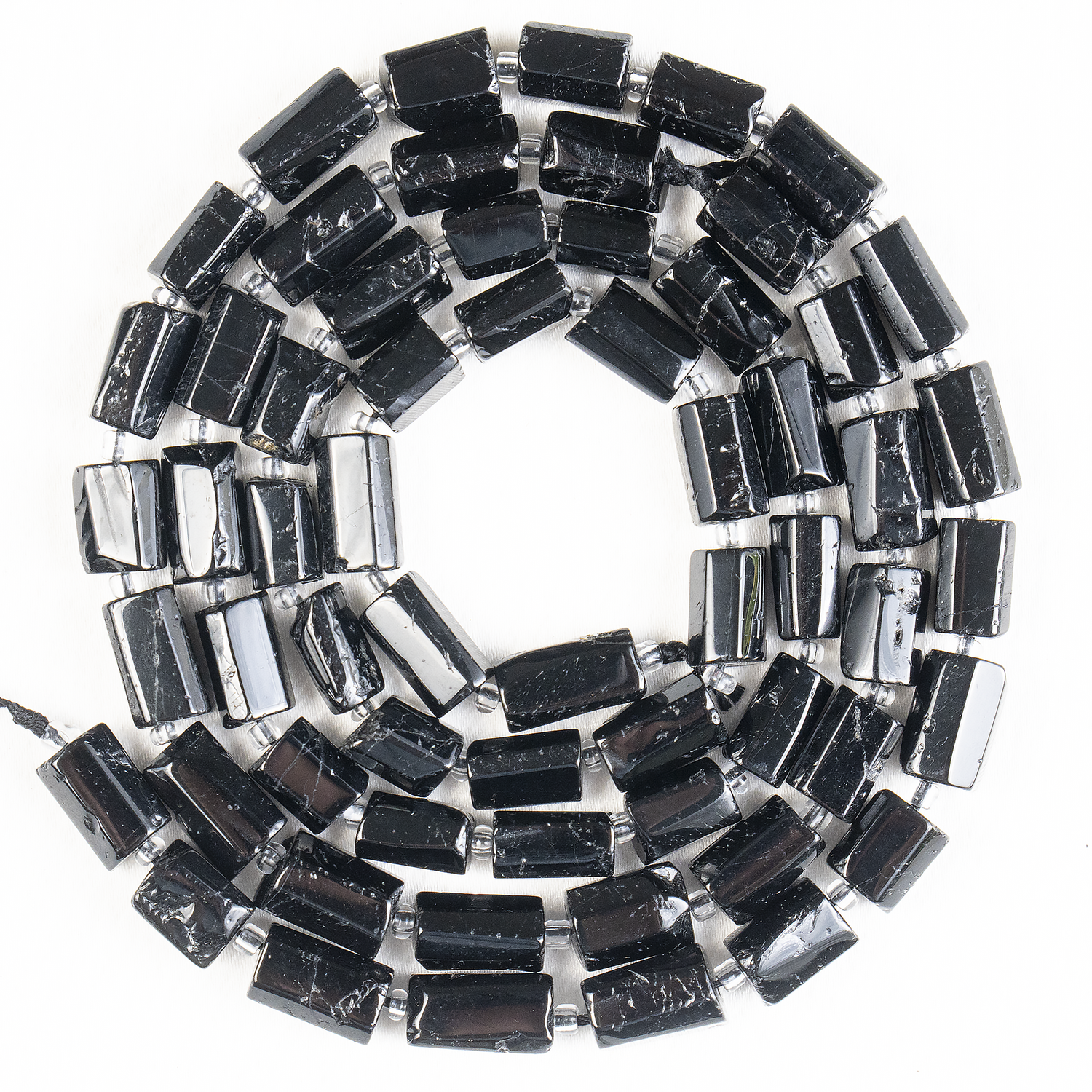 Black Toumaline Gemstone Pipe Bead, Crystal Healing Tube Beads.