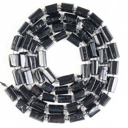 Black Toumaline Gemstone Pipe Bead, Crystal Healing Tube Beads.