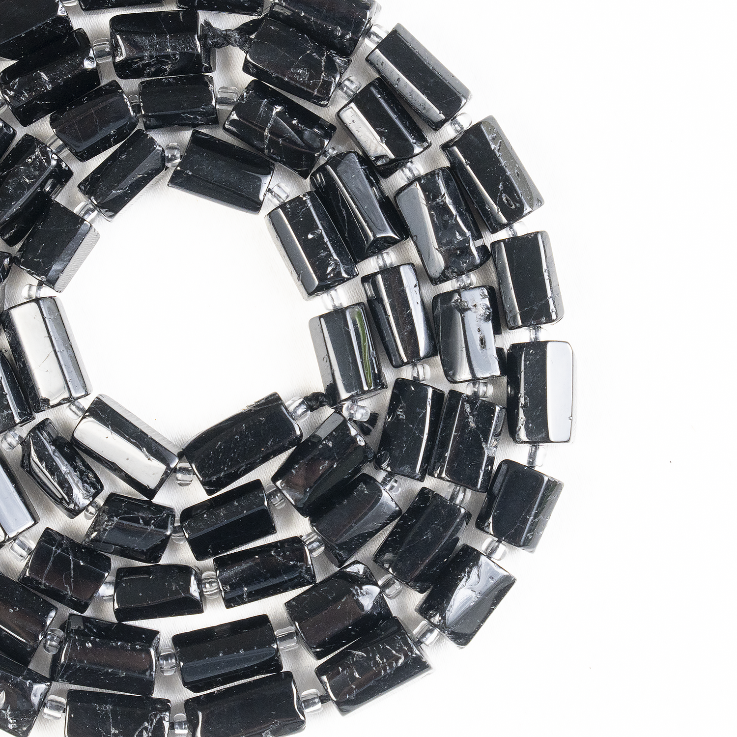 Black Toumaline Gemstone Pipe Bead, Crystal Healing Tube Beads.