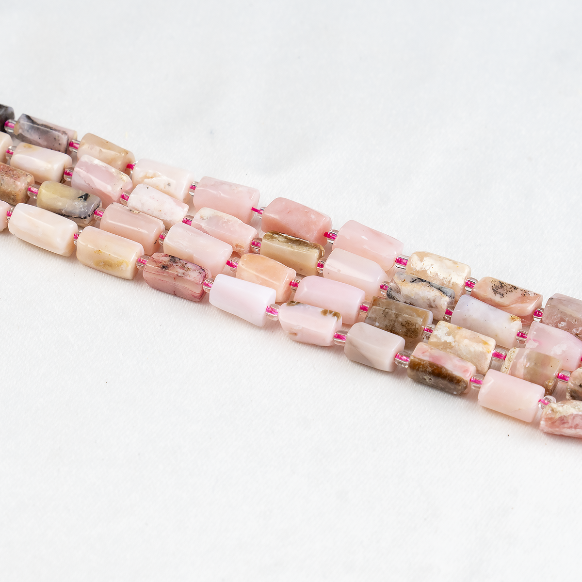 Pink Opal Gemstone Pipe Bead, Crystal Healing Tube Beads.  DestGlow
