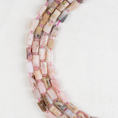 Pink Opal Gemstone Pipe Bead, Crystal Healing Tube Beads.  DestGlow