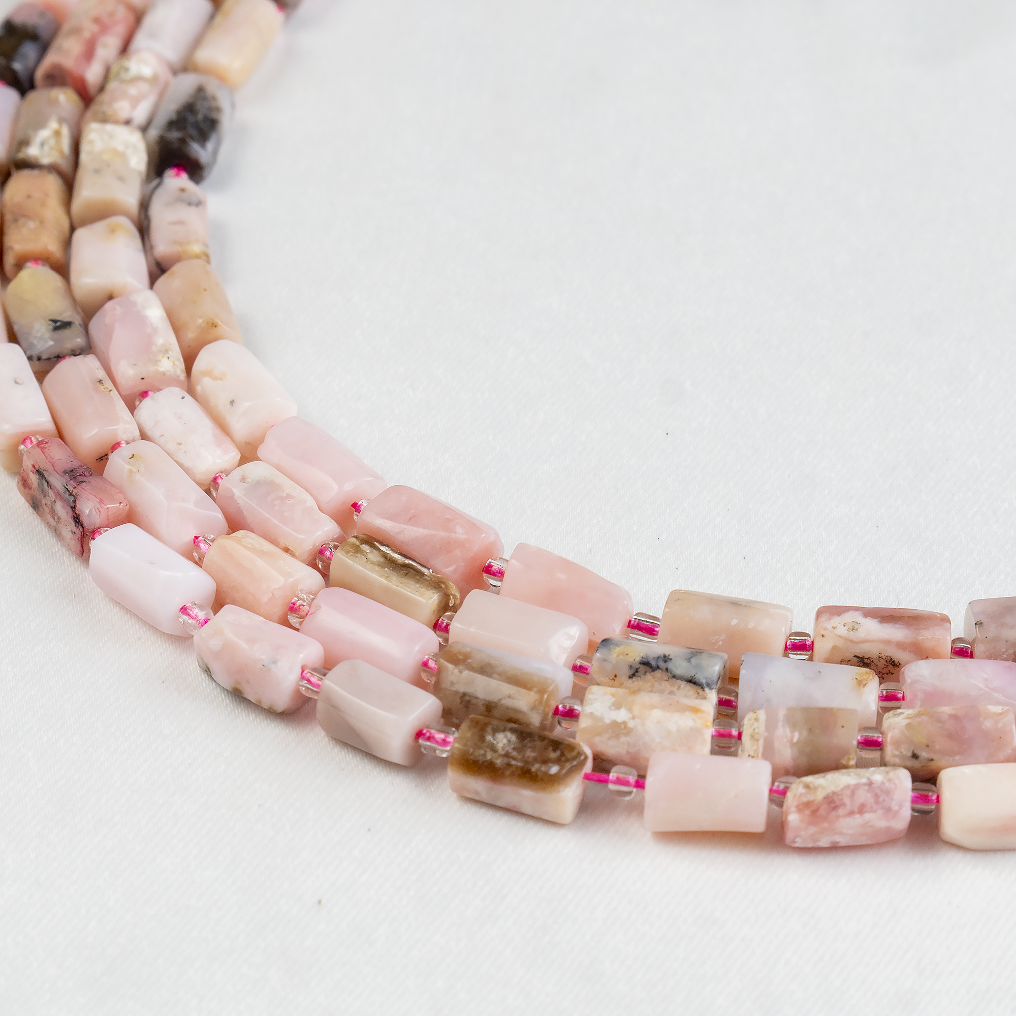Pink Opal Gemstone Pipe Bead, Crystal Healing Tube Beads.  DestGlow