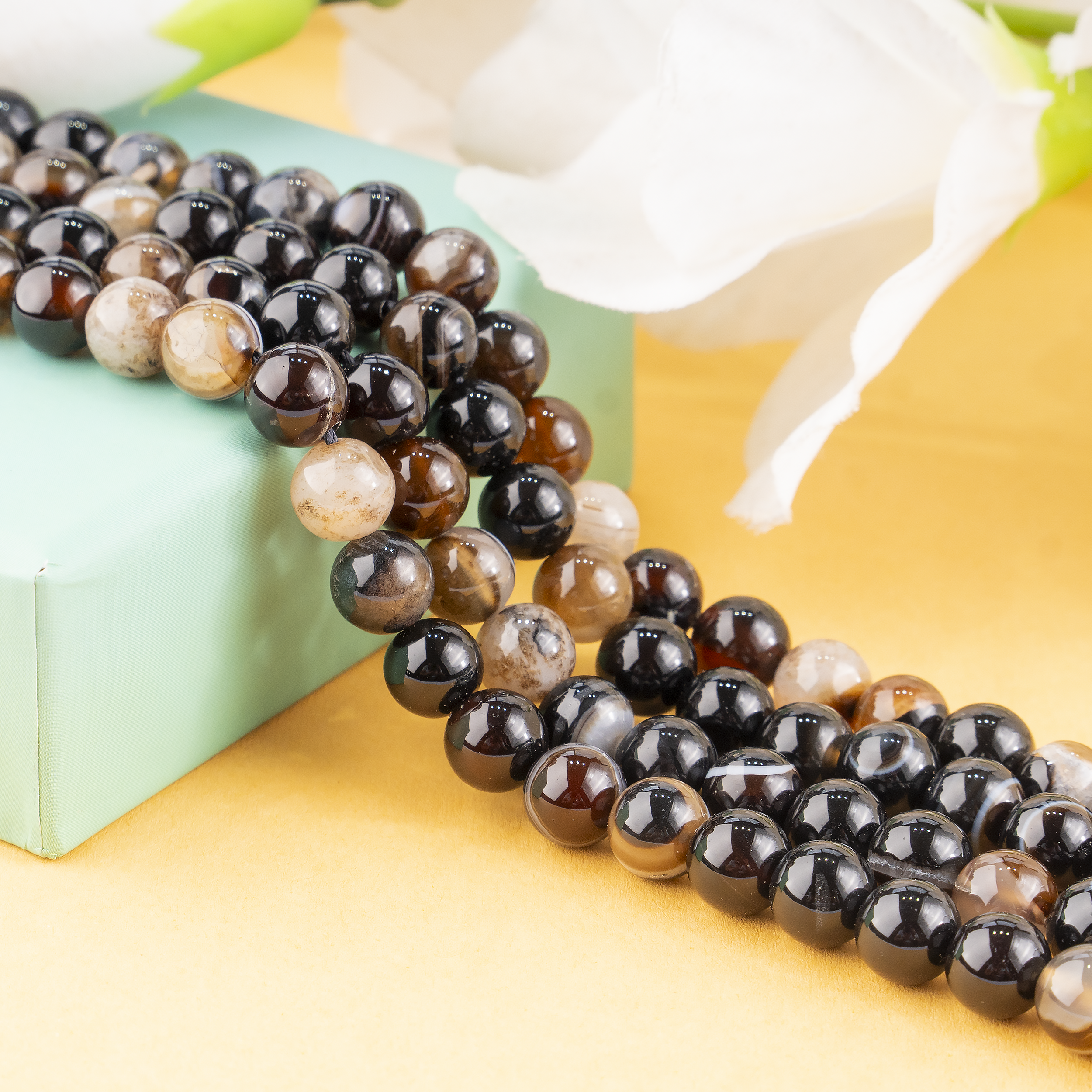 Black Sulemani Agate Beads, Natural Round Crystal Beads 6mm to 12mm